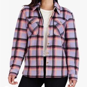 Sage Collective Long Sleeve Plaid Super Plush Sherpa Lined Fleece Shirt Jacket
